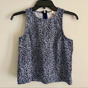 MICHAEL Michael Kors Navy Light Blue White Patterned Tank w/Gold Zippers